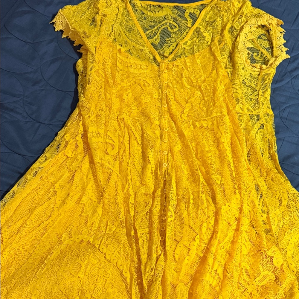 Torrid Vibrant Yellow Lace Dress